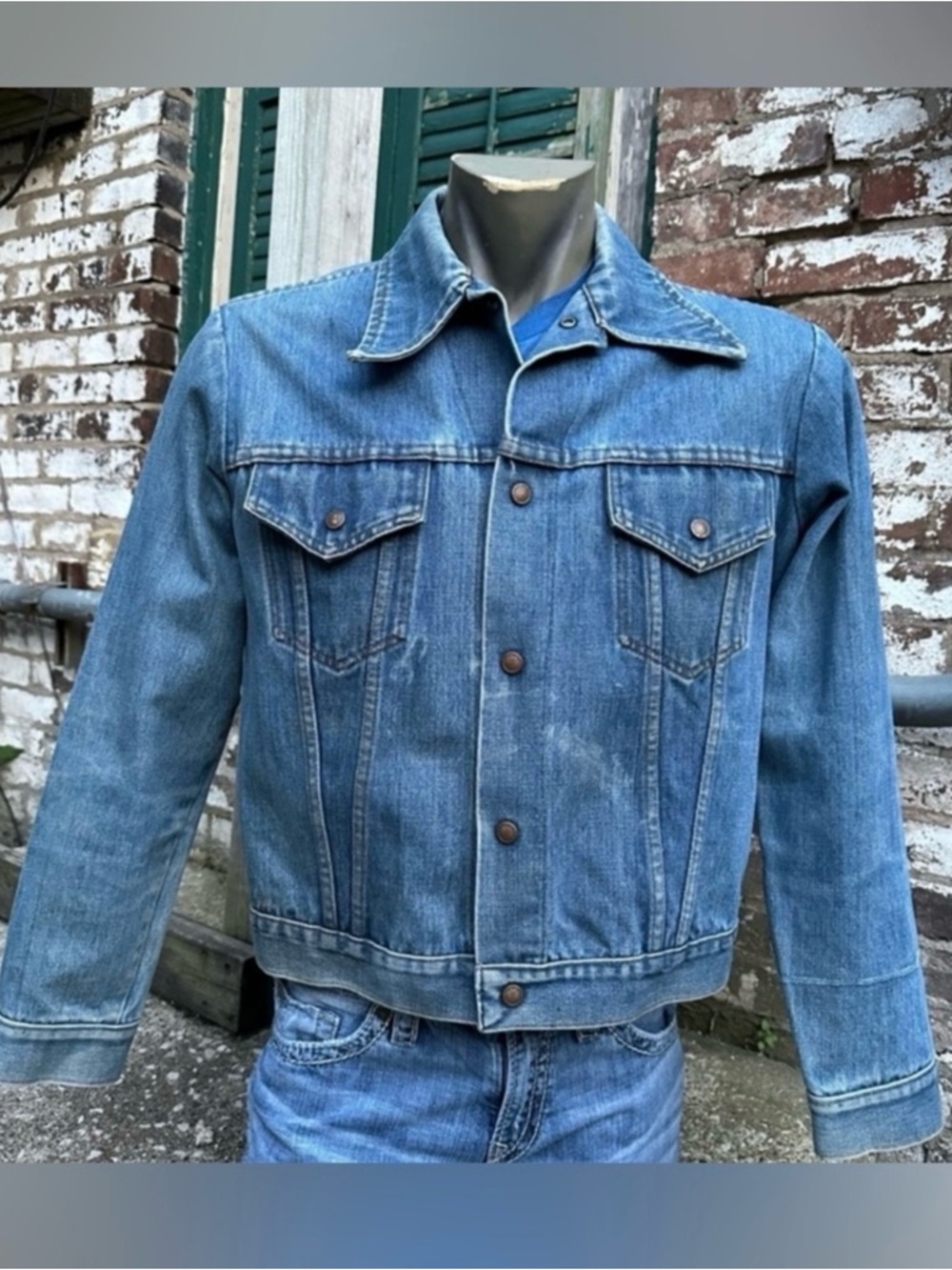Vintage JCPenney Jean Jacket Indigo Super Denim Mens  Distressed Broken in